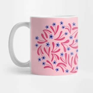 Ditsy boho blooms in pink and blue Mug